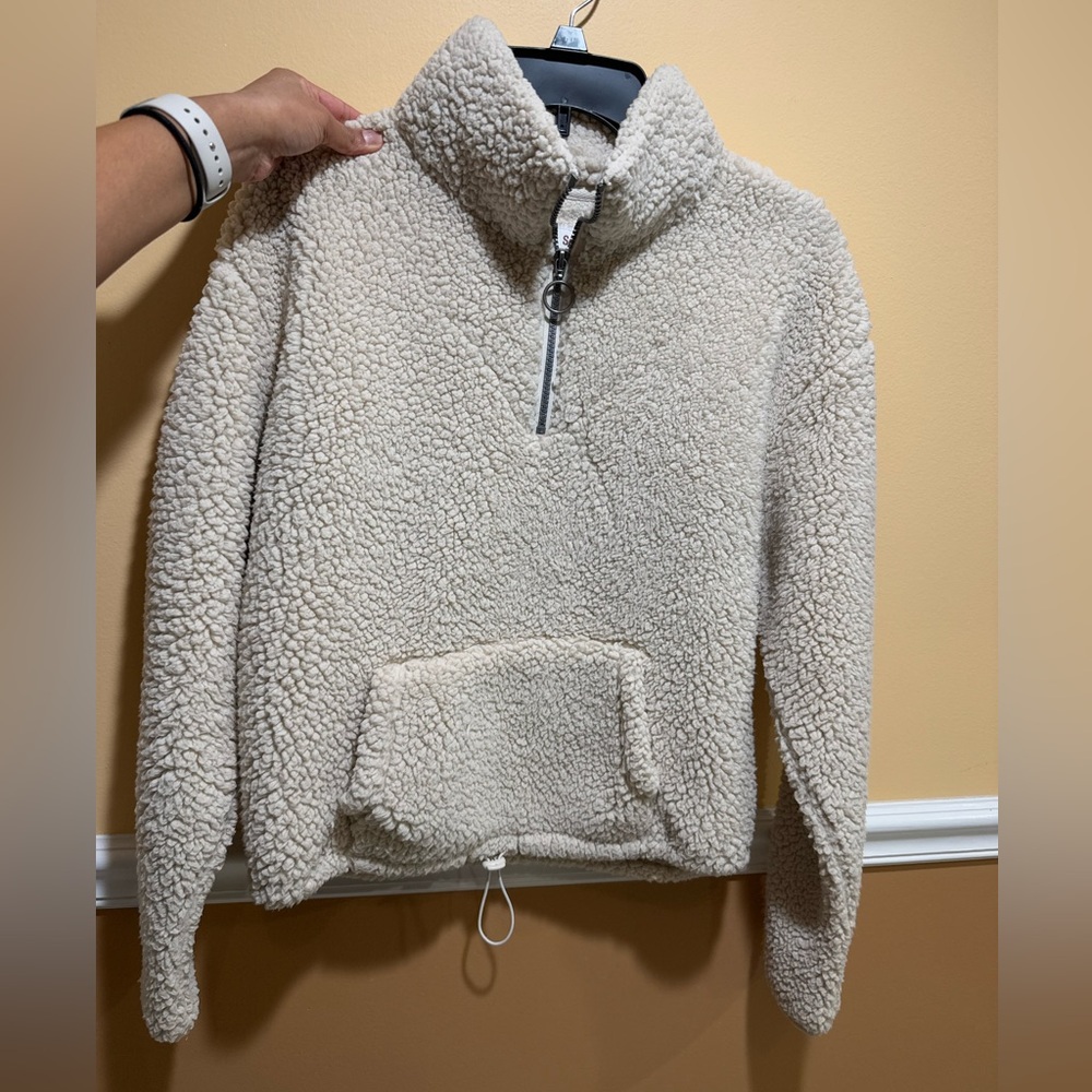 SO Cream Sherpa Quarter Zip Sweater